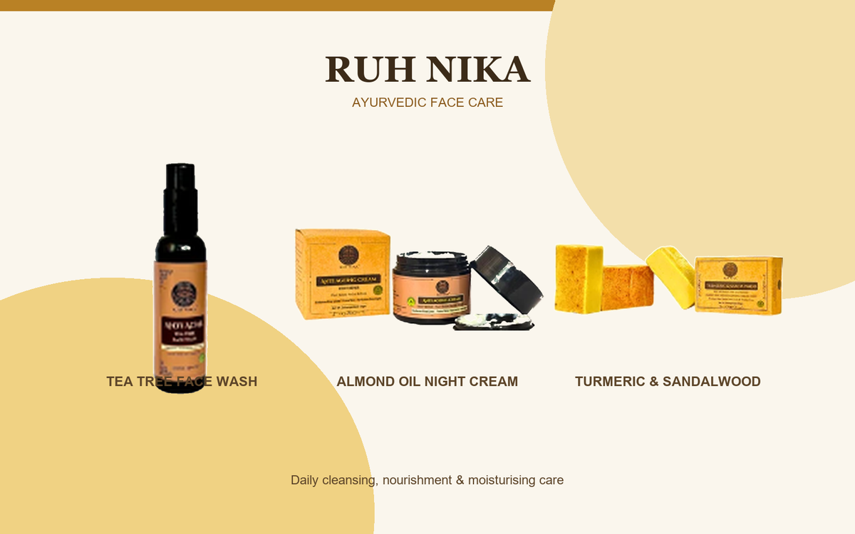 Ruh Nika Ayurvedic Face Care Products | Tea Tree, Almond Oil & Turmeric
