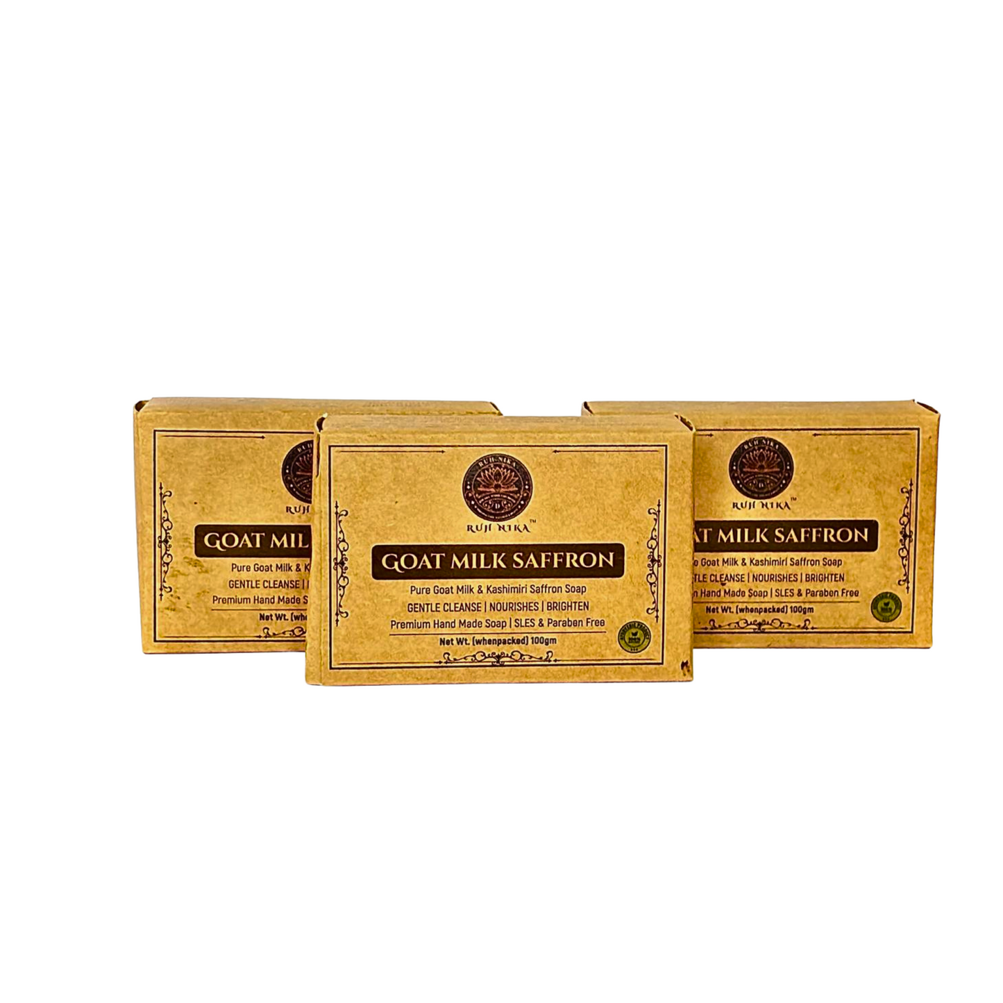 Handmade Herbal Goat Milk Saffron Soap Pack of 3 (3×100g)– With Pure Goat Milk & Saffron (100g)