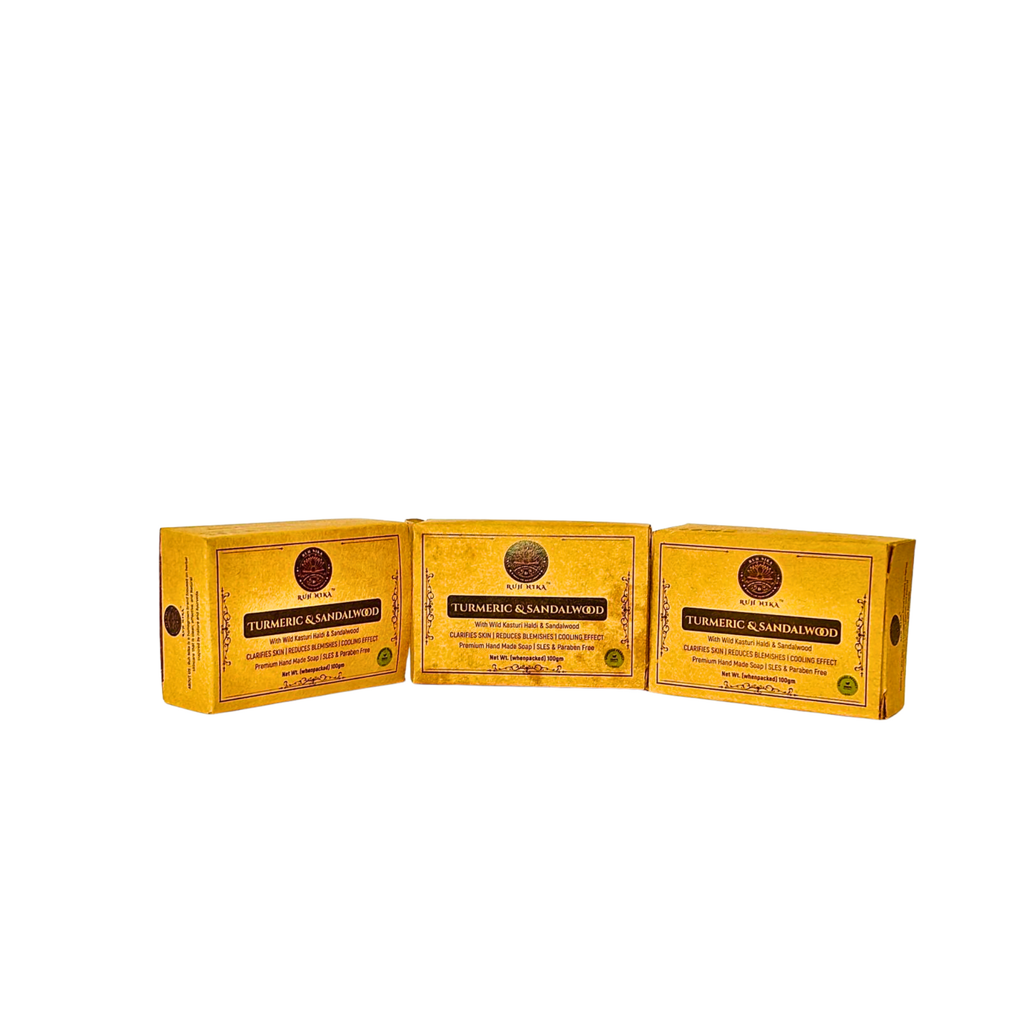 Combo of 3 – Handmade Ayurvedic Turmeric & Sandalwood Soap (3×100g)
